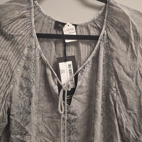 Young Threads Gray Boho Blouse - Picture 4 of 6